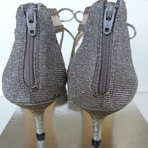 Nina for J. Crew Silver Glitter D’Orsay Bow 2.5’ Kitten Cocktail Hill Size 8.5 - Picture 1 of 6